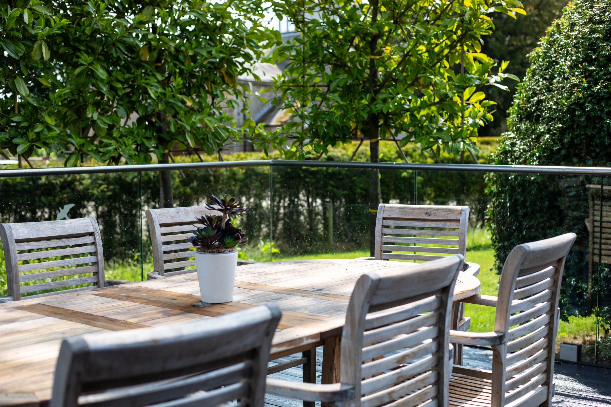 Finished backyard deck and outdoor living area
